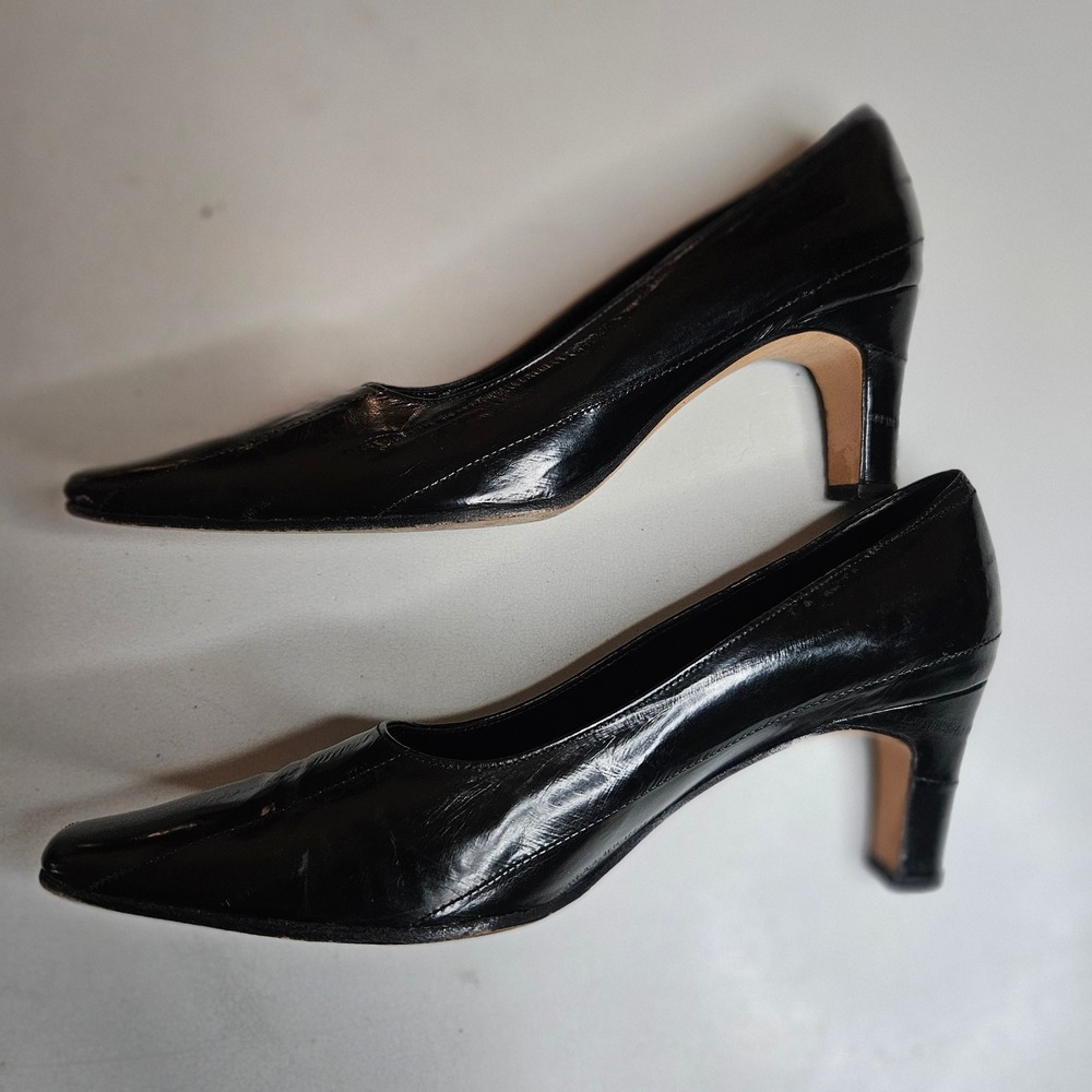 Vaneli Black Leather Pointed Toe Kitten Heel Pumps Womens Size 6M Vero Cuoio - Picture 4 of 16